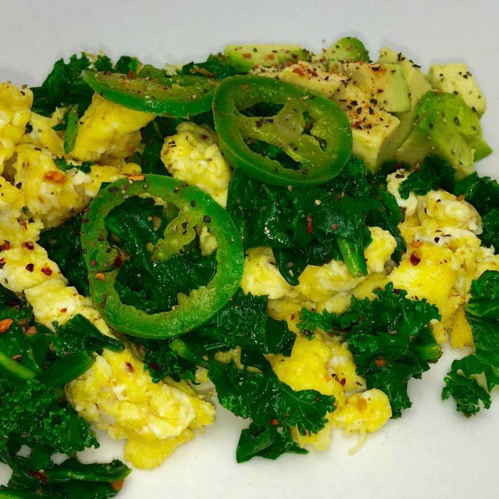 Recipe Image: Avocado, Spinach, and Cheddar Scramble Recipe Image: Avocado, Spinach, and Cheddar Scramble